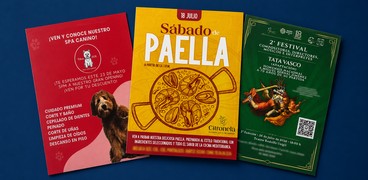 Menú de restaurante impreso a color — ejemplo de flyer con Digital Country