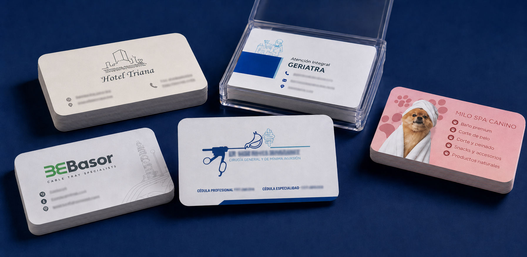 Tarjetas de presentación en caja